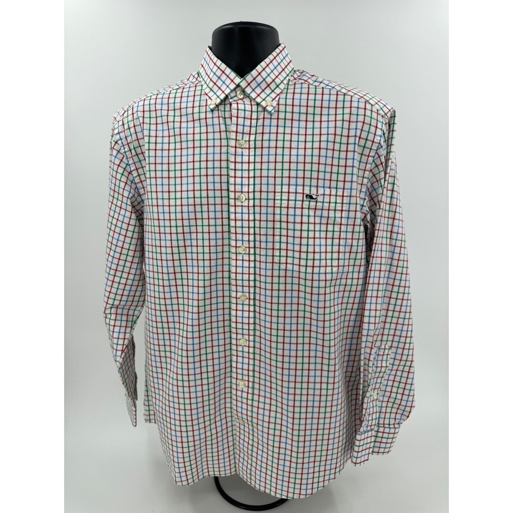 Vineyard Vines Men's Button Down Tucker Shirt‎ M Red Green Blue Plaid